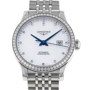 Longines Record Automatic Mother of Pearl 30mm L2.321.0.87.6 luxury watch for sale at EPOCH & CO TIMEPIECES