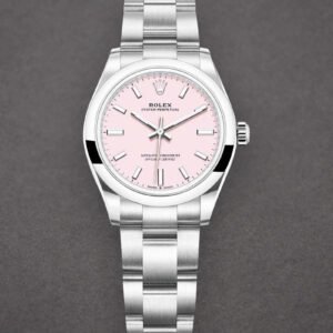 Oyster Perpetual 31mm in Steel with Domed Bezel on Steel Oyster Bracelet with Candy Pink Dial 277200 0009 luxury watch