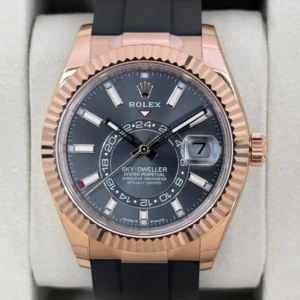 NEW 2026 Rolex Sky-Dweller 42mm 336235 Rose Gold Oysterflex Rhodium Dial - STICKERED